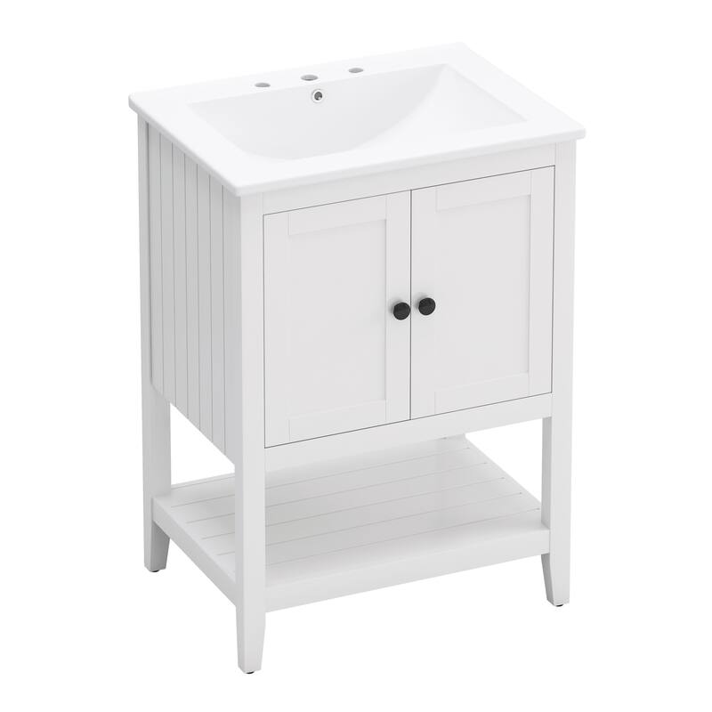 Modern Freestanding Bathroom Vanity with Solid Wood Frame and Ample Storage - 24in L