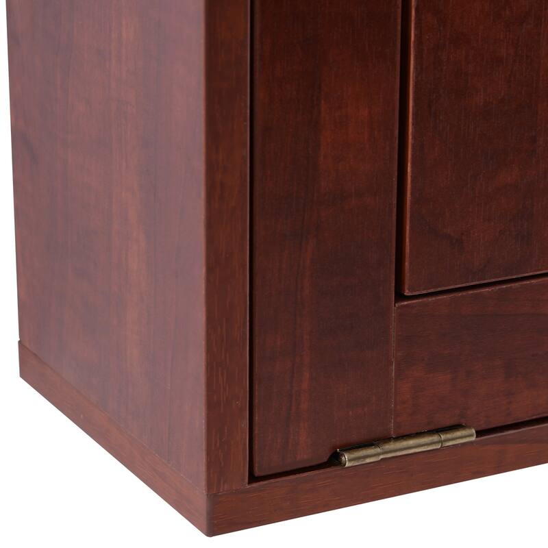 HomCom Compact Fold Out Wall Mounted Convertible Workstation Desk With Storage - Mahogany
