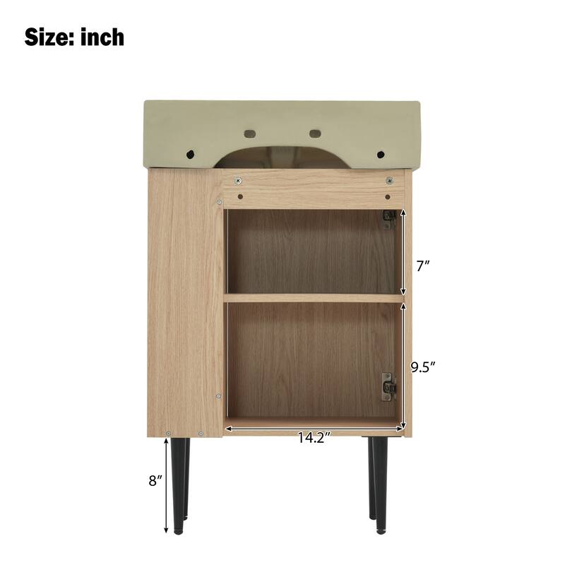 Wood Bathroom Vanity with Sink, Freestanding Single Basin Cabinet, Bathroom Cabinet with Textured Front & Side Storage Shelf
