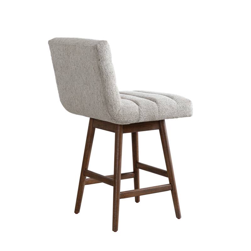 Elias Modern Swivel Bar Stool, Upholstered Counter Stool with Solid Wood Frame