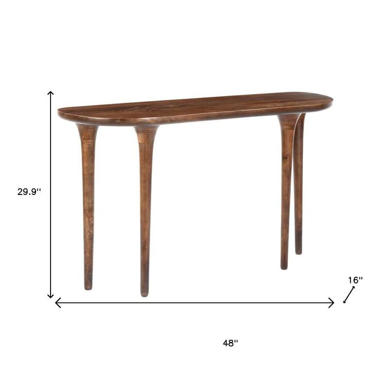 HomeRoots 48" Brown Solid Wood Half Circle Console Table - 48.00 in. x 29.90 in. x 16.00 in.