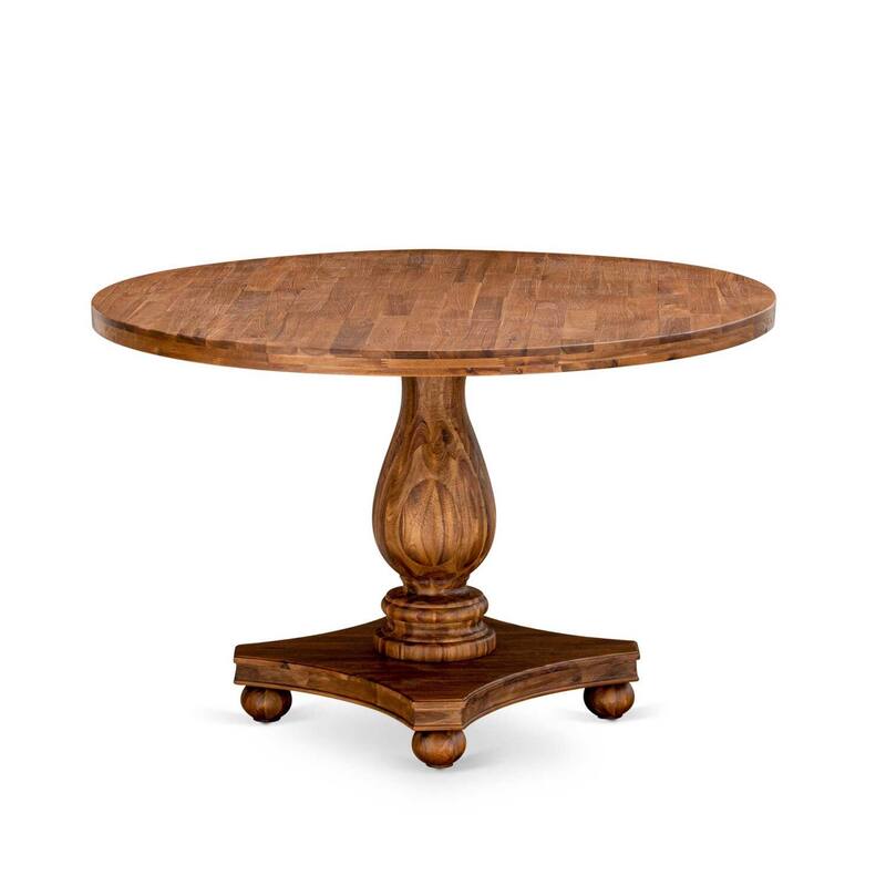 HomeStock 7-Piece Natural Oak Finish Solid Wood Top Dining Table with 6-Parson Chairs
