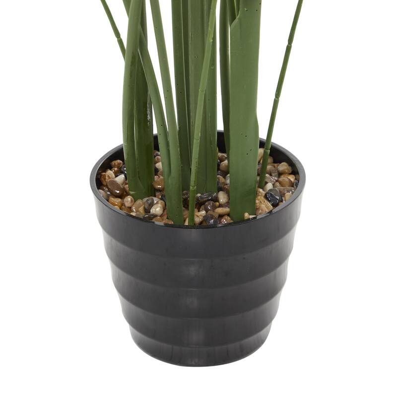 Faux Foliage Bird of Paradise Artificial Plant with Realistic Leaves and Black Fluted Pot - Green - Roche River Decor