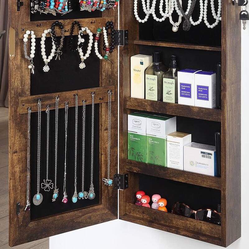 Jewelry Organizer Storage with Lights Lockable - 3.8"D x 11.8"W x 39.4"H
