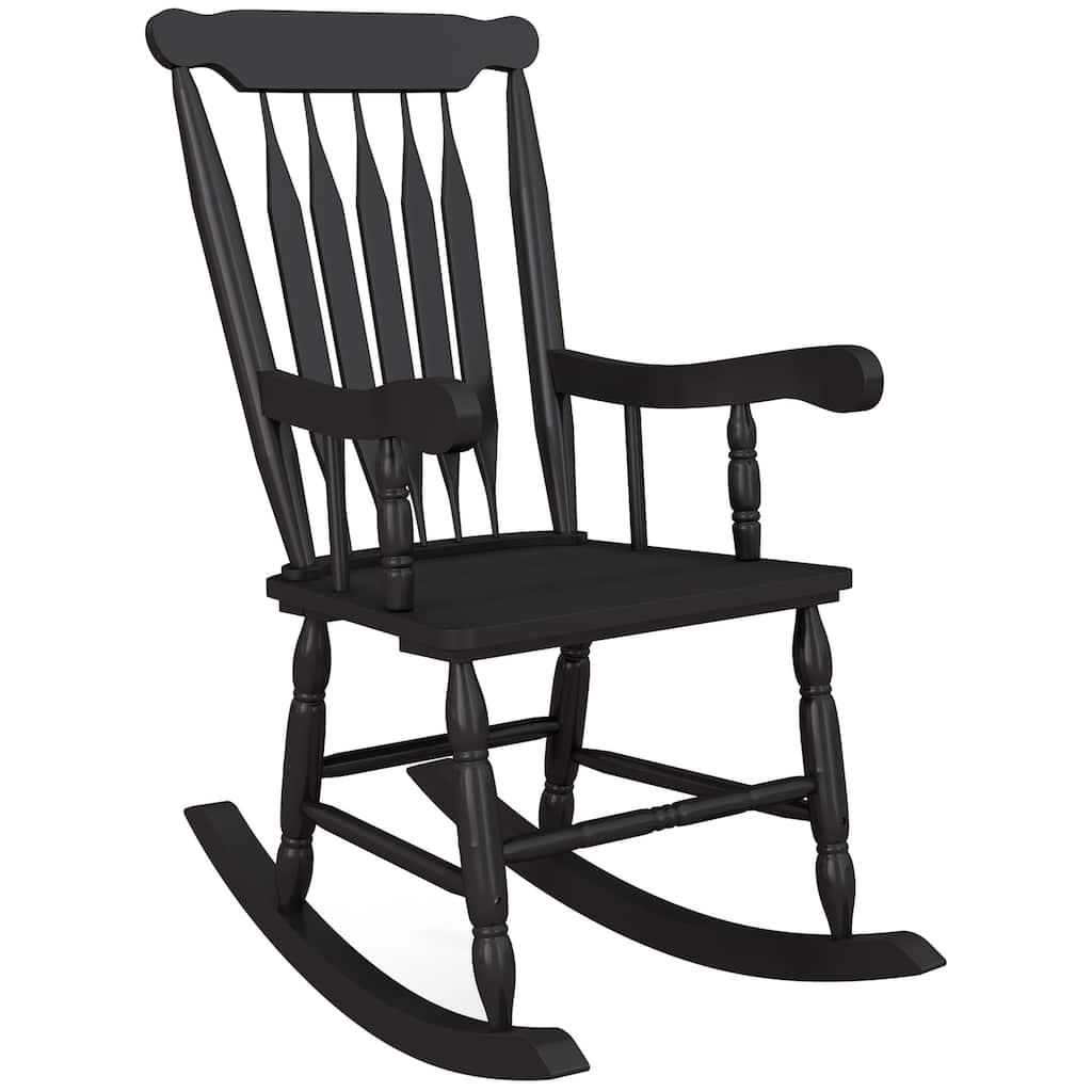 Outsunny Outdoor Wood Rocking Chair, 350 lbs. Porch Rocker with High Back for Garden, Patio, Balcony