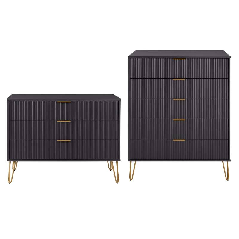 Manhattan Comfort 2-Piece Dumbo Modern Multi Drawer Dresser Set