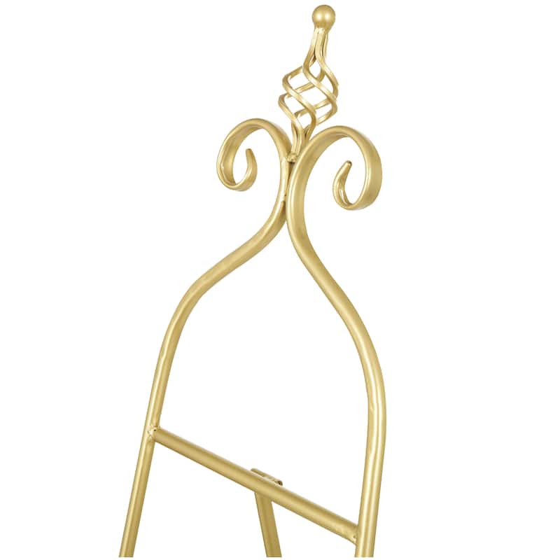 Metal Scroll Adjustable 3 Tier Display Easel with Chain Support and Swirl Finial - Black or Gold - Roche River Decor