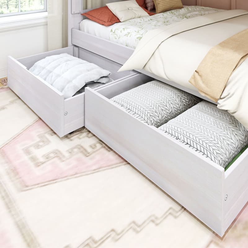Max and Lily Farmhouse Queen over Queen Bunk Bed with Storage Drawers
