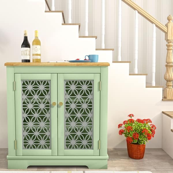 slide 2 of 15, 31 in. 2-Door Accent Storage Buffet Cabinet Sideboard - 31" in Width Mint Green