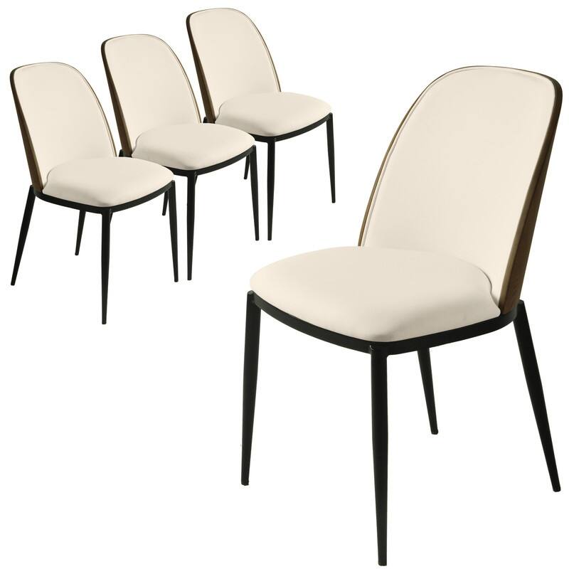 Dining Chair with Upholstered Seat Side Chair with MDF Wood Frame in Steel Set of 4