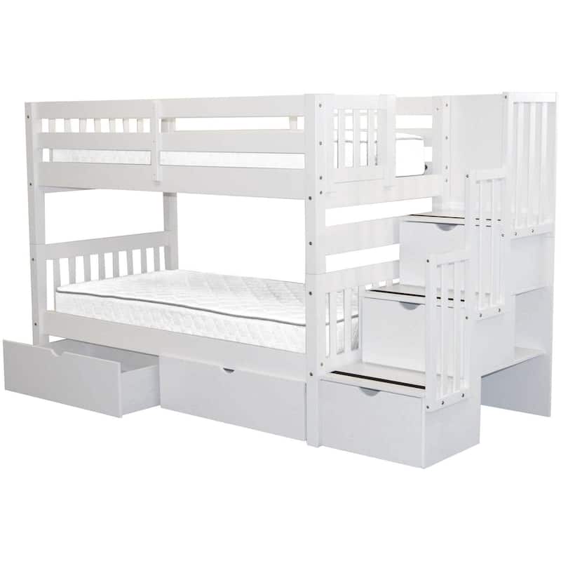 Taylor & Olive Trillium Twin over Twin Stairway Bunk Bed, 2 Drawers