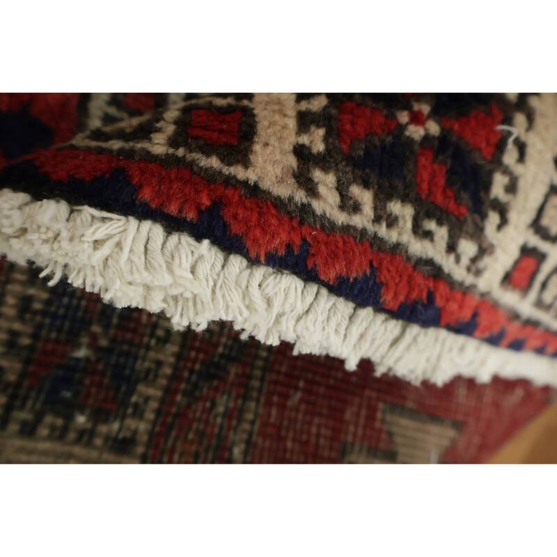 Hand Knotted Oriental 100% Wool Carpet Traditional Tribal Red Ardebil Runner Rug - 10' 6'' X 3' 8''