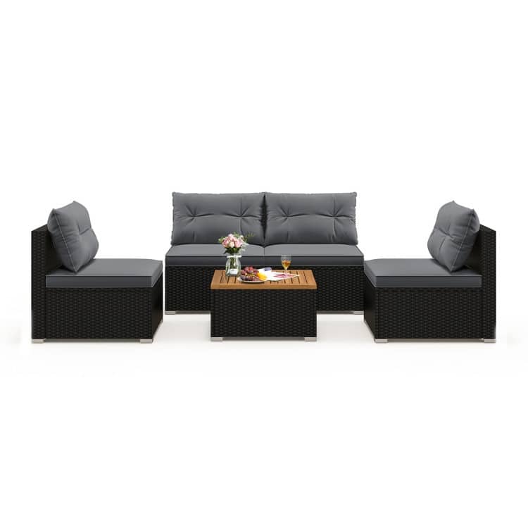 5-Piece Modern Outdoor Furniture Set for Backyard and Poolside - 27" x 25" x 25.5" (L x W x H) - Grey