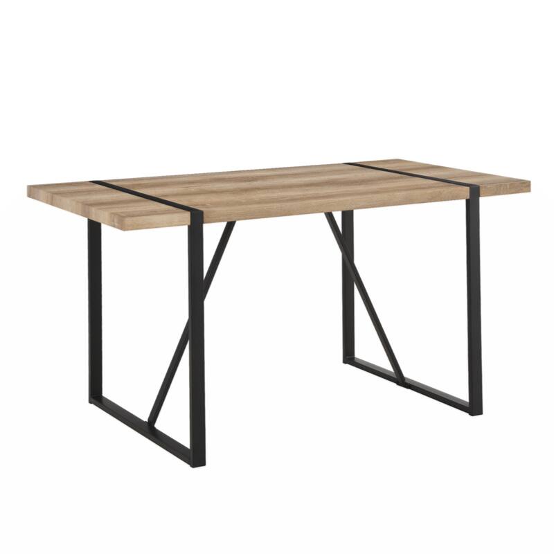 MDF Wood Colour Dining Table and Modern Dining Chairs Set of 4,Metal Base & Legs, Dining Room Table and Linen Chairs