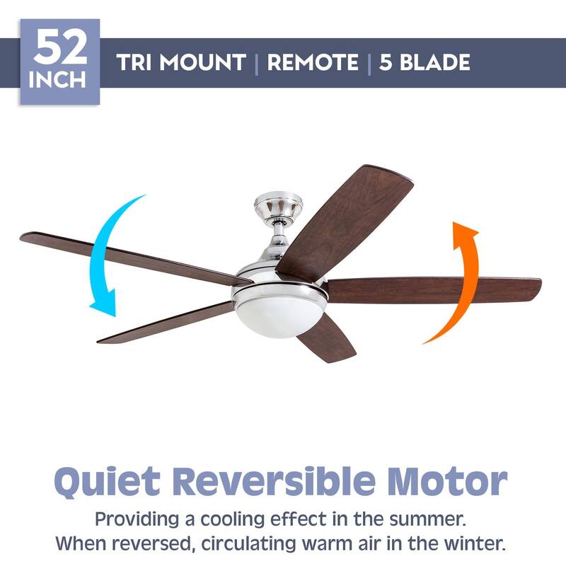 Copper Grove Mills 52-inch Modern Chrome Ceiling Fan with Remote