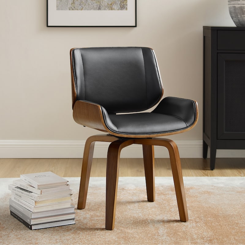 Art Leon Mid-century Modern Swivel Accent Chair - Black