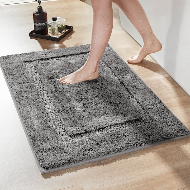 Deconovo Bathroom Rugs, Non Slip Absorbent Shower Bathroom Mat (1 PC) - 24x17 Inch - Gray