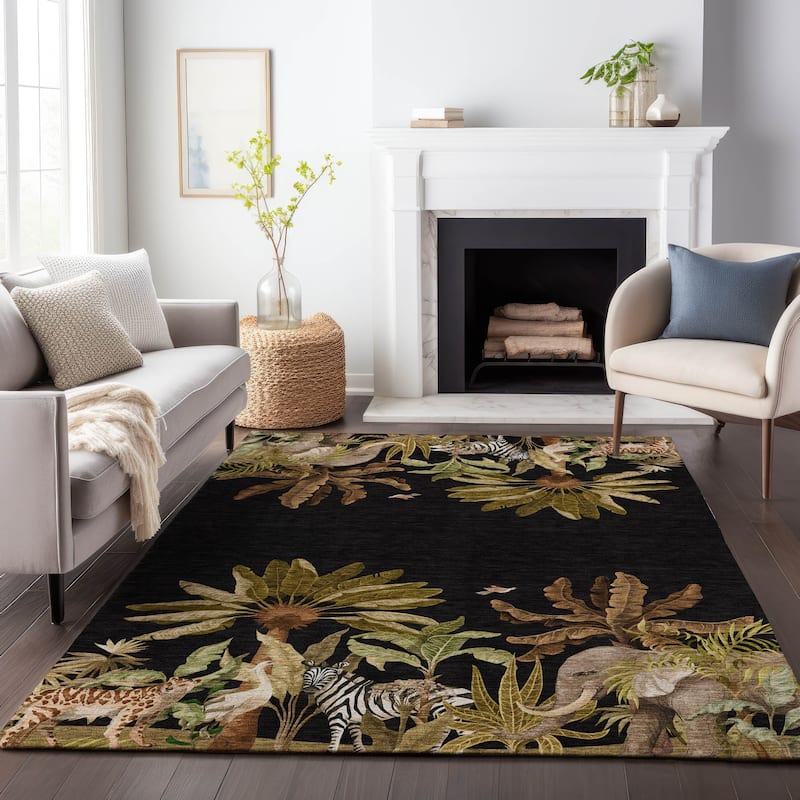 Premium Washable Super Soft Floral Safari Jungle Mayfield Rug