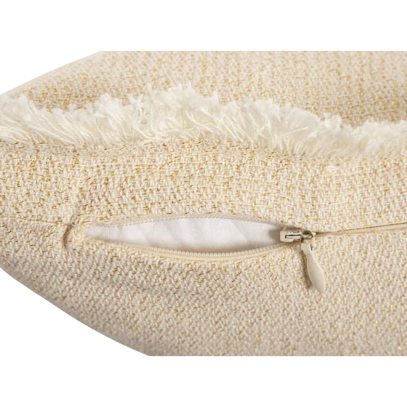 KAF Home Lurex Garment Washed Flange/Feather Filled Decorative Pillow, 20" x 20"