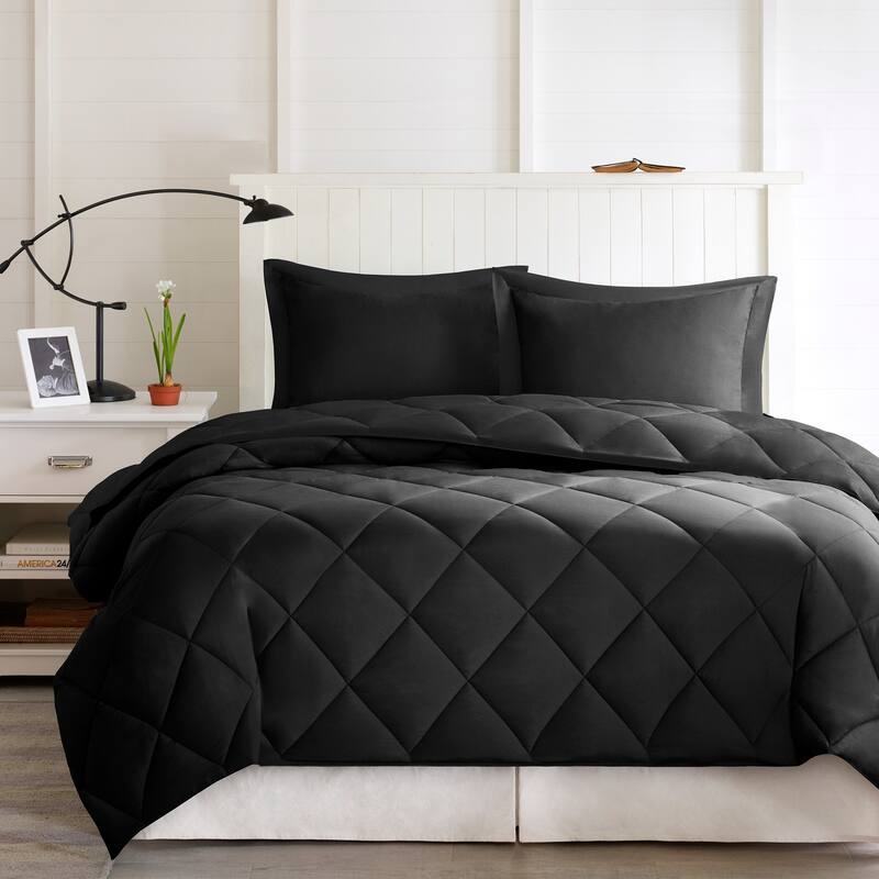 Madison Park Essentials Windsor 3M Scotchgard Diamond Quilting Reversible Down Alternative Comforter Set