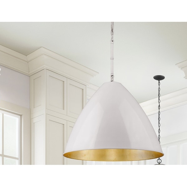 White pendant light with gold interior top