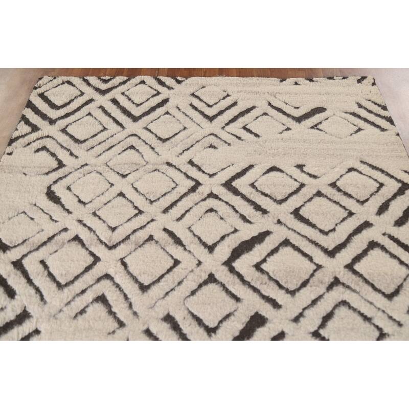 Trellis Moroccan Indian Area Rug Hand-Knotted Wool Carpet - 5'2"x 7'11"