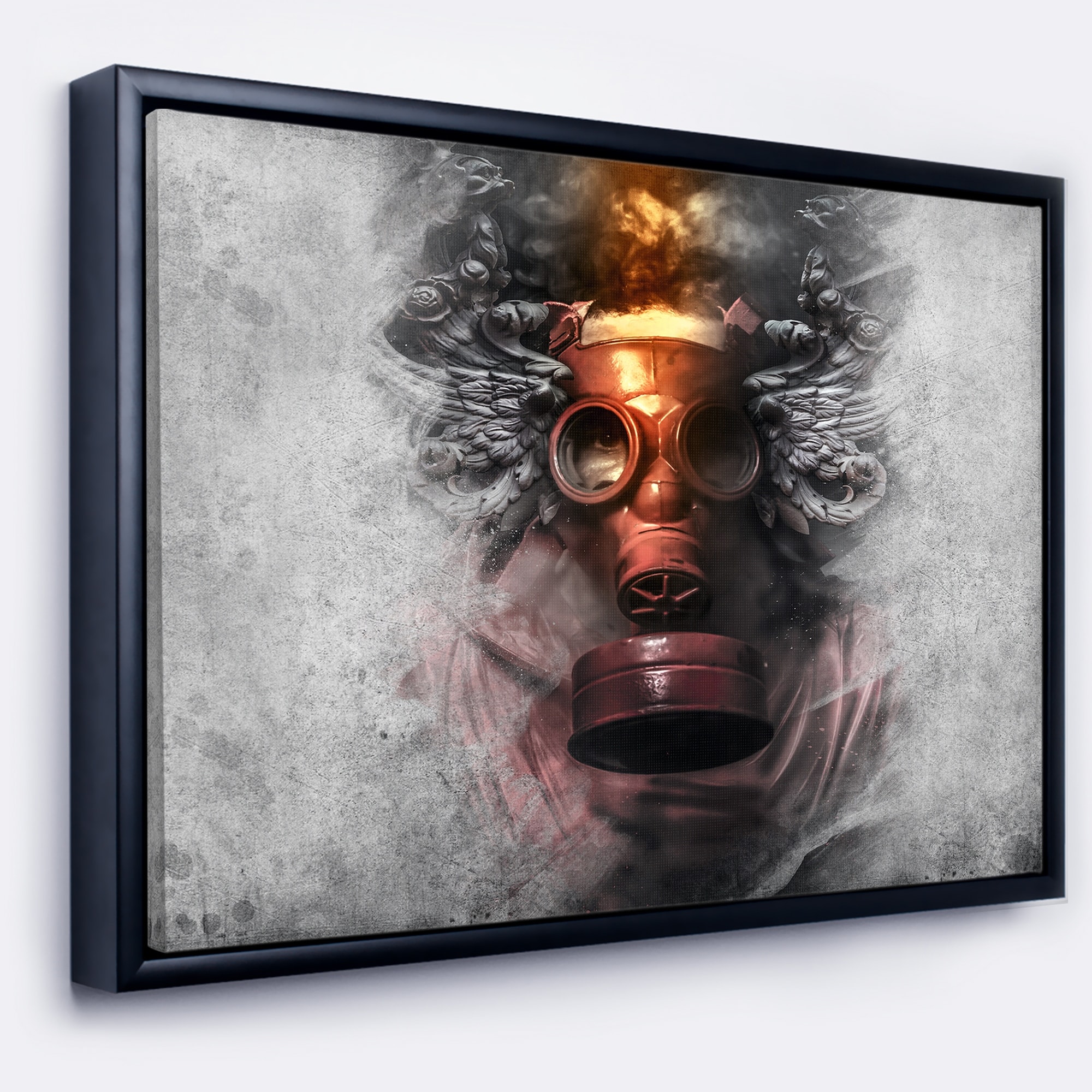 Designart Toxic Man In Mask Abstract Portrait Framed Canvas Print Overstock 18952934