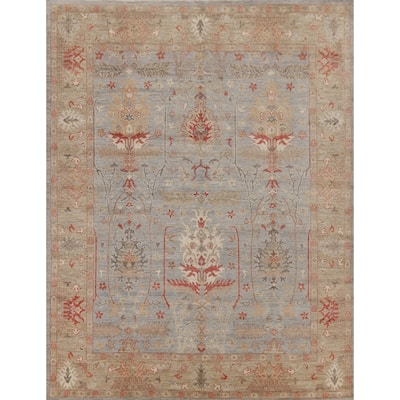 Hand Knotted Oriental 100% Wool Carpet Transitional All-Over Greys & Charcoal Oushak Area Rug - 9' 10'' X 8' 0''