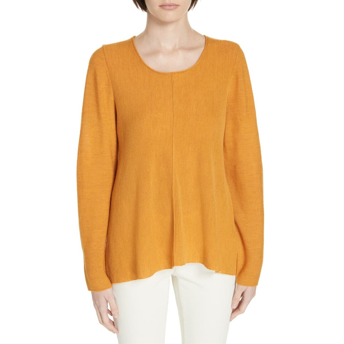 Shop Eileen Fisher Merino Wool Pullover Annatto X Small On Sale Overstock 30758472