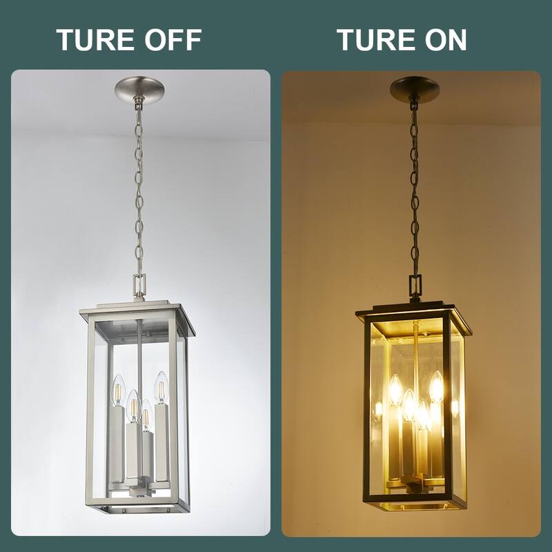 Farmhouse Outdoor Pendant Light Fixutre with Clear Glass - 4-light