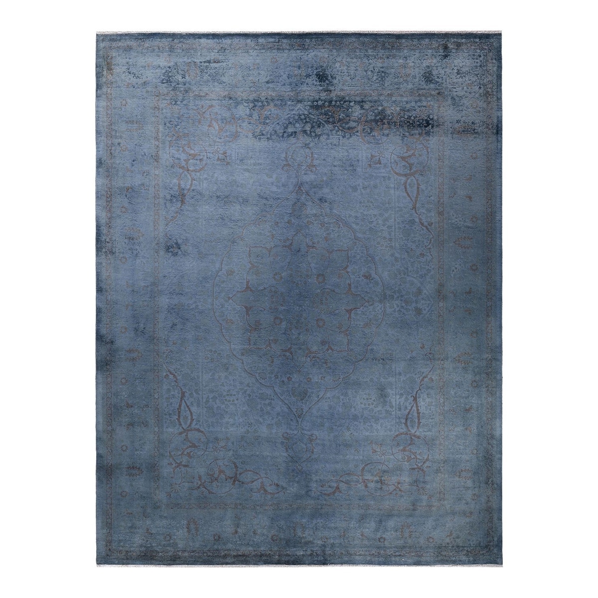 Overton Hand Knotted Wool Vintage Inspired Modern Contemporary Overdyed Gray Area Rug - 9' 2" x 11' 9"