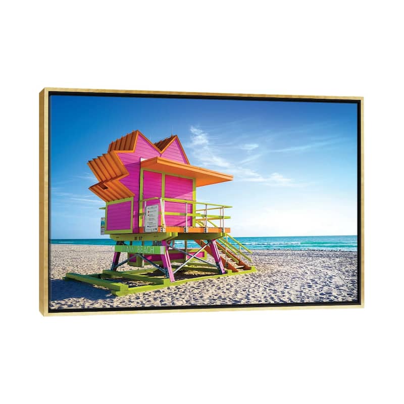 iCanvas "Pink Morning, Miami Beach Florida" by Susanne Kremer Framed Canvas Print - Gold - 18x26