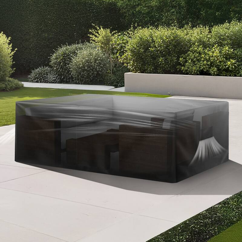 Black Oxford Fabric Patio Furniture Cover with Waterproof and UV-Resistant - 74 x 74 x 28 inch
