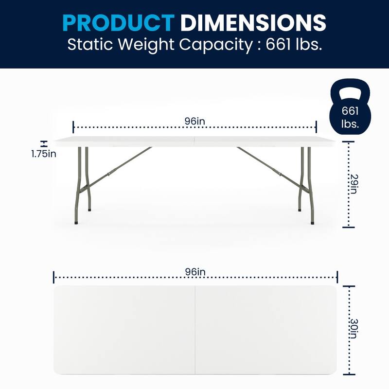 Bi-Fold Plastic Event/Training Folding Table Set with 10 Folding Chairs