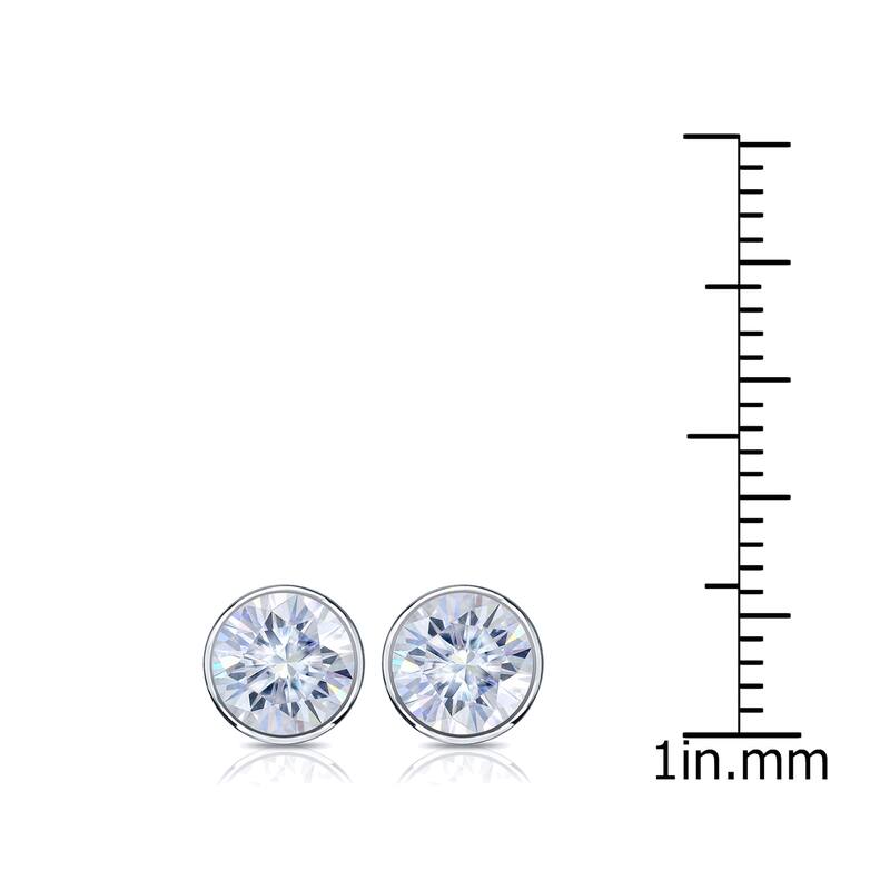Auriya 14k Gold 1 1/2ctw Bezel-set Round Moissanite Stud Earrings - 5.9 mm