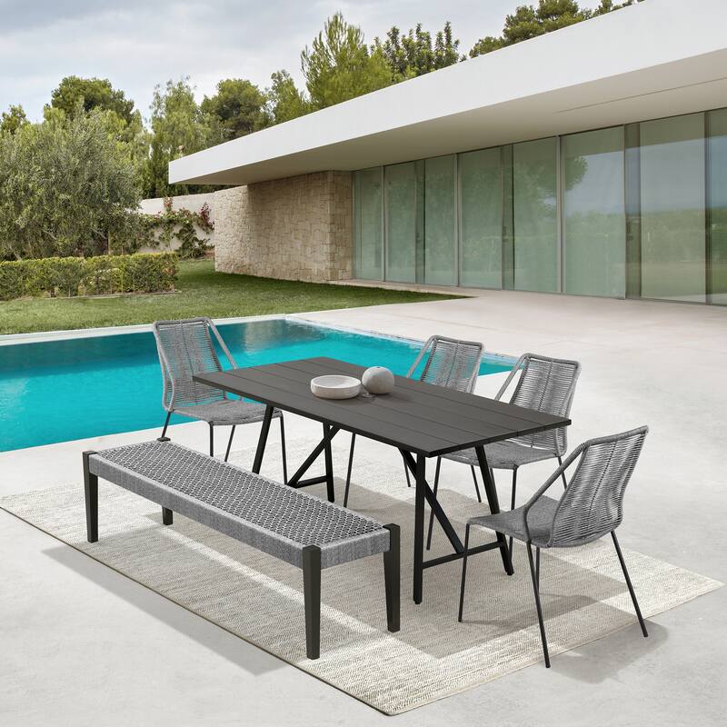 Clip Rope and Steel Indoor Outdoor Stack Dining Chairs - Set of 2