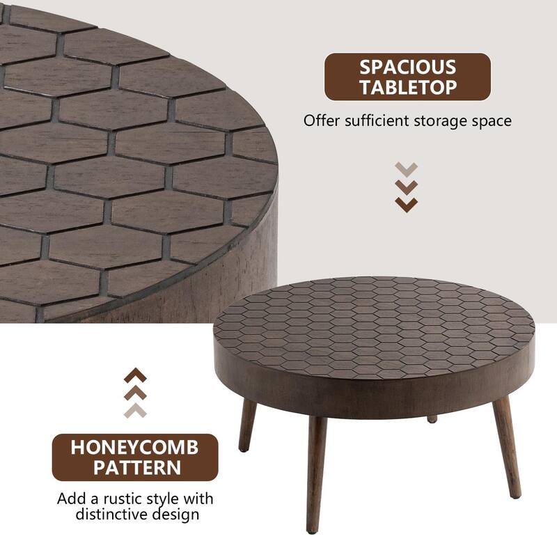 SUNBURY Farmhouse Brown Solid Wood Coffee Table for Living Room