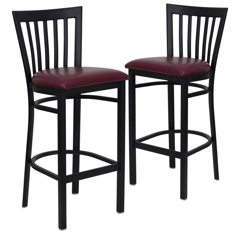 School House Back Metal Restaurant Barstool (Set of 2) - 17.25"W x 19.5"D x 41.75"H - 17.25"W x 19.5"D x 41.75"H
