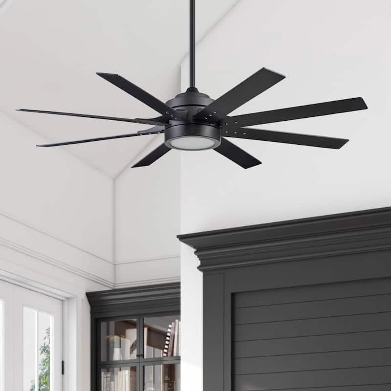 62" Honeywell Xerxes Indoor Contemporary Ceiling Fan with Remote, Matte Black - Matte Black
