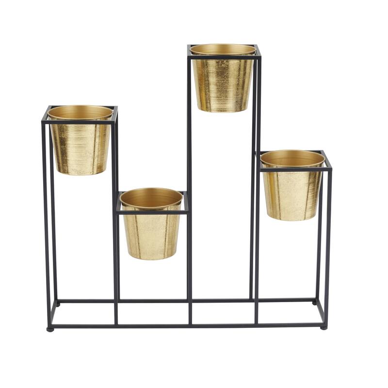Metal 4 Tier Planter with Black Removable Stand - Gold - CosmoLiving by Cosmopolitan