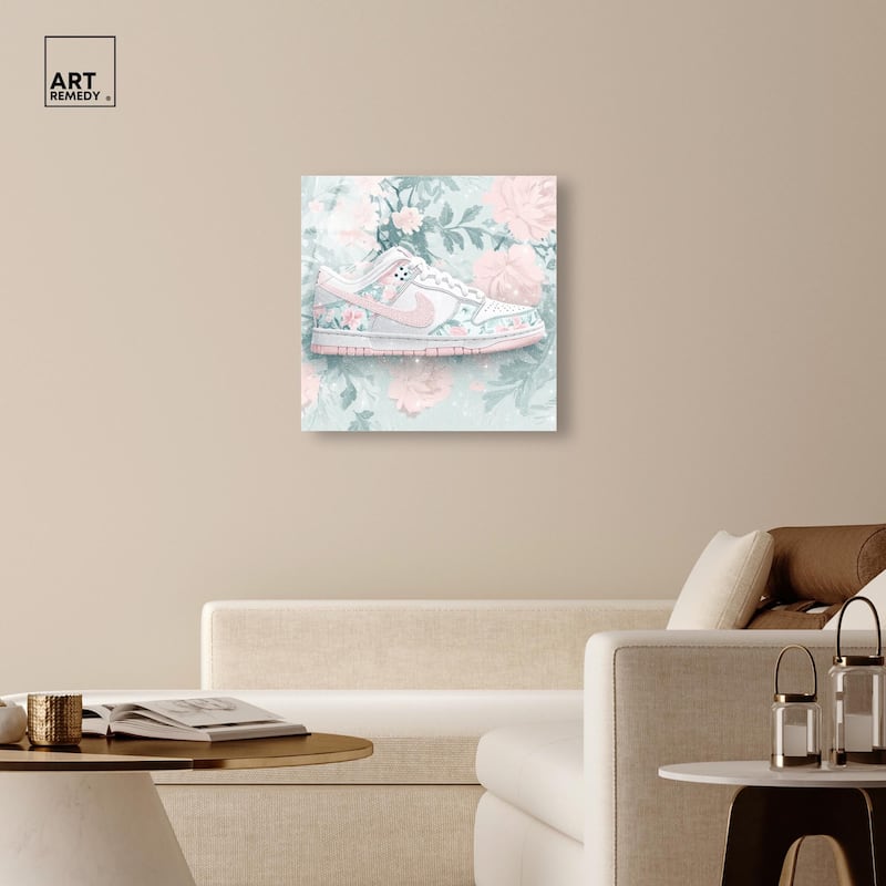 Dainty Floral Sneaker Acrylic by Art Remedy, Ready to Hang