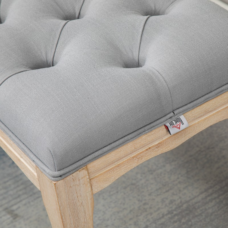 HOMCOM 43" Upholstered Entryway Bench, Linen Fabric Ottoman Stool