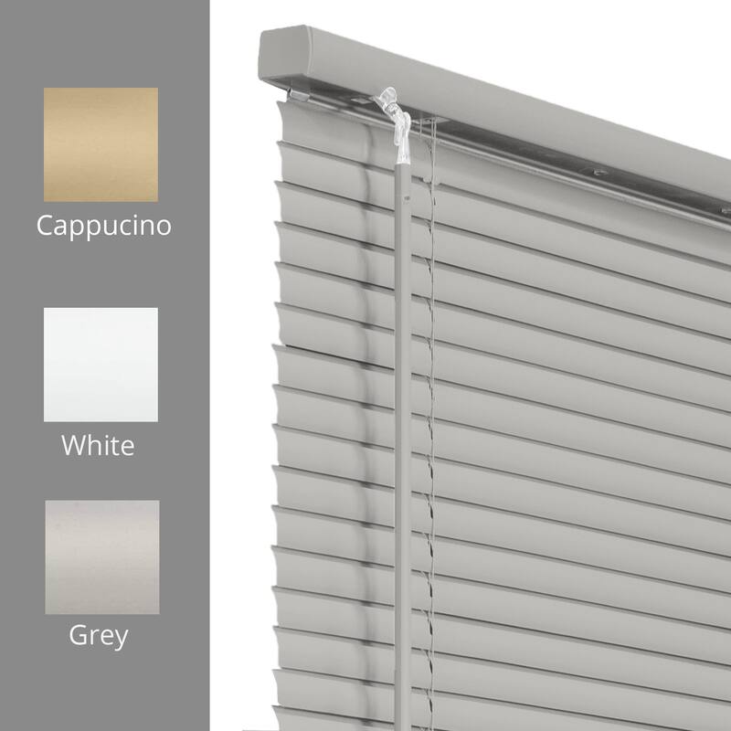 CHICOLOGY Cordless 1-Inch Vinyl Mini Blinds, Gloss Grey 84 Height