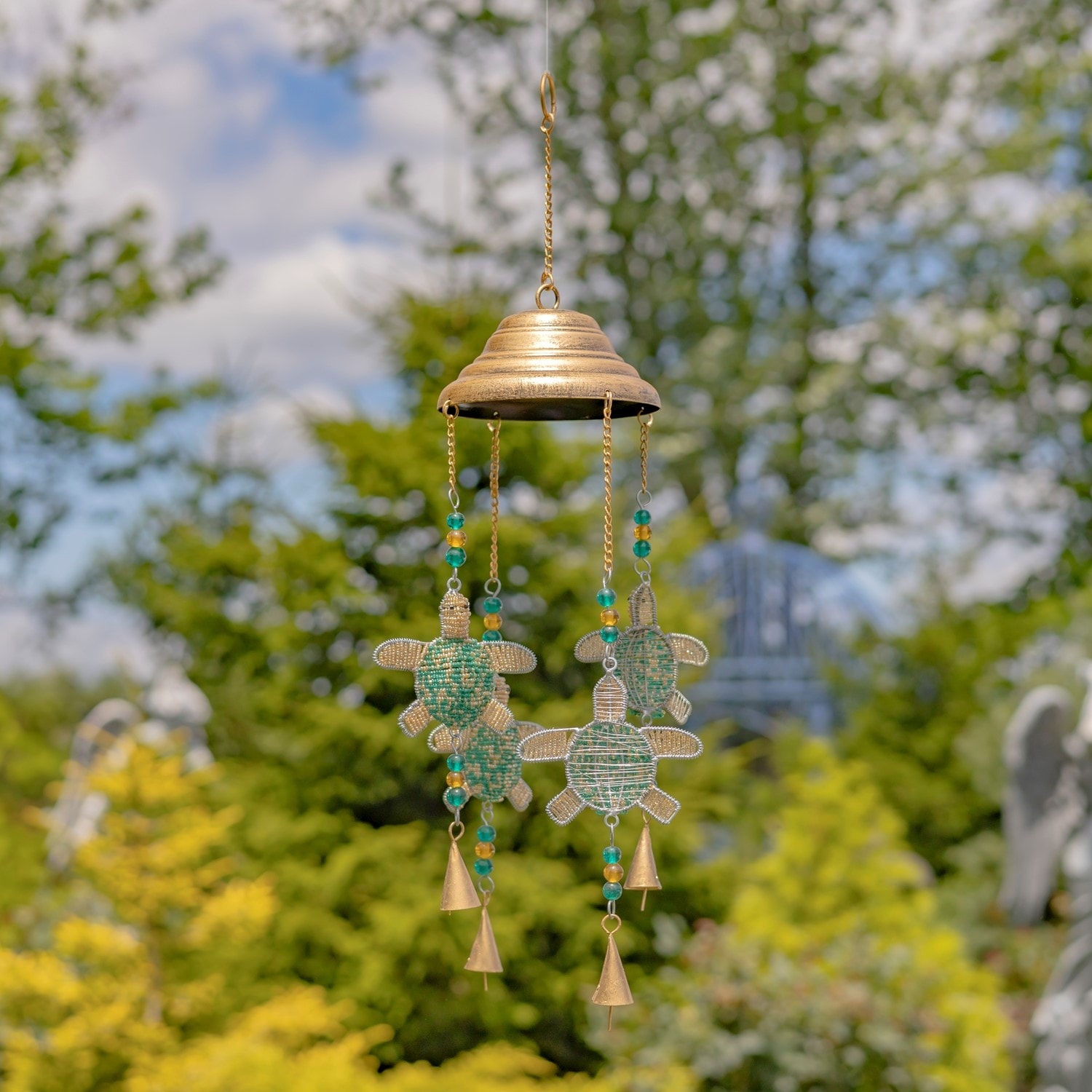 Set of 6 Assorted Dangling Turtle Wind Chimes with Bells - Bed