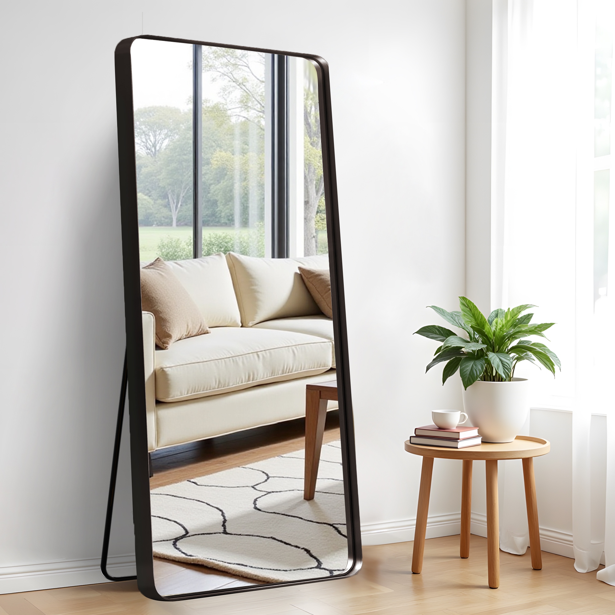 a♡ Aluminum alloy rounded rectangle painted black full-length