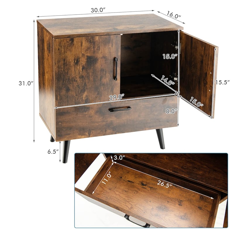 Costway Mid Century Storage Cabinet Accent Buffet Sideboard Entryway