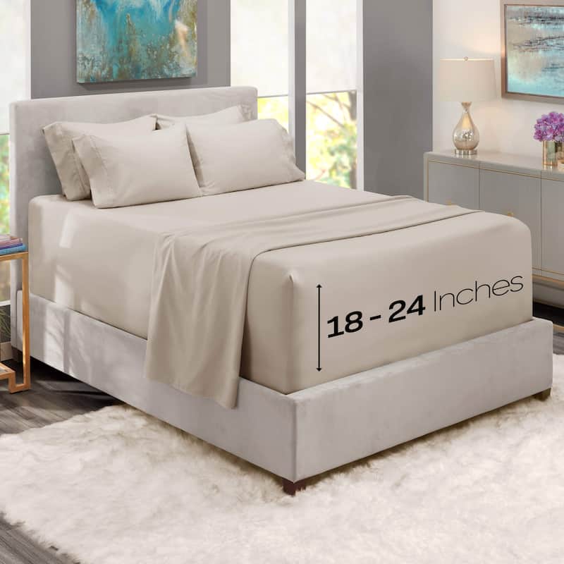 Empyrean Bedding 18"-24" Extra Deep Pocket Sheets Set - Ultra Soft Luxury Bed Sheet Set - Twin XL - Light Baby Blue