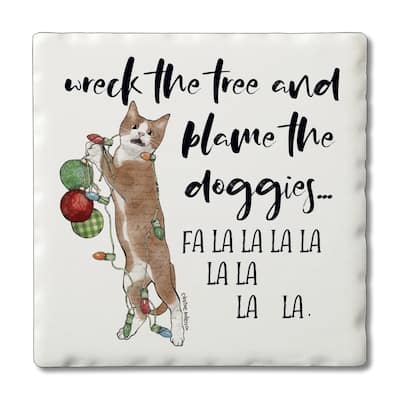 Counterart Absorbent Stone Coasters - Blame The Doggies - Set of 4 - 4x4x1.535
