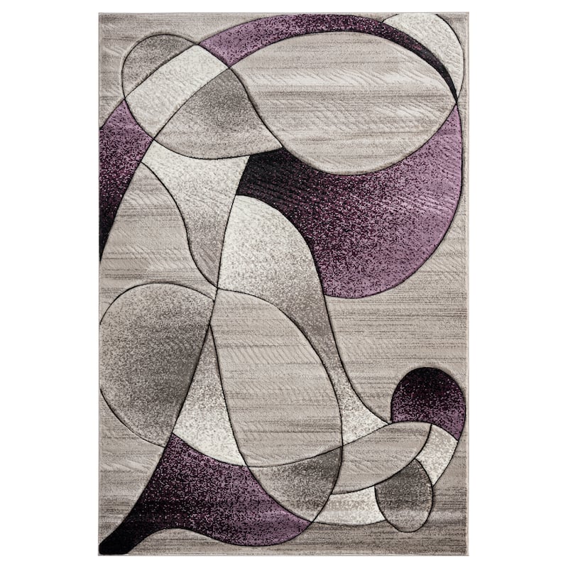 Rhodes Collection Abstract Designed Area Rug - 3'5'' X 5'5'' - Purple