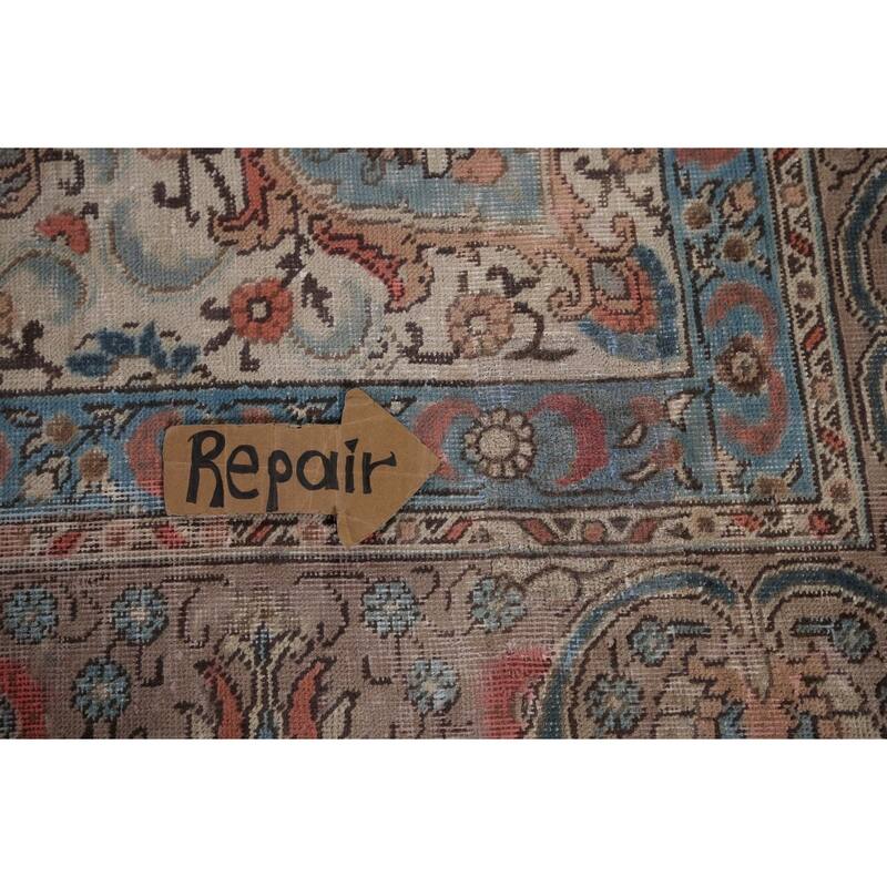 Grey Tabriz Persian Vintage Area Rug Hand-Knotted Wool Carpet - 9'3" x 12'8"